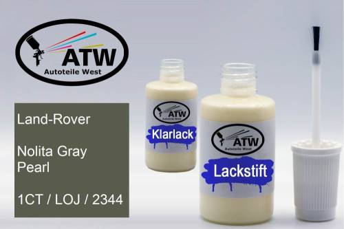 Land-Rover, Nolita Gray Pearl, 1CT / LOJ / 2344: 20ml Lackstift + 20ml Klarlack - Set, von ATW Autoteile West.